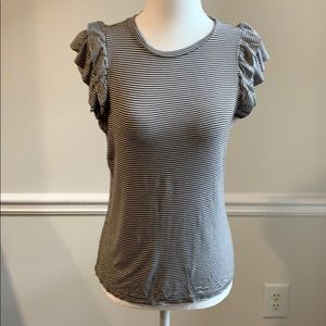 Target Double Ruffle Sleeve Green and white t-shir